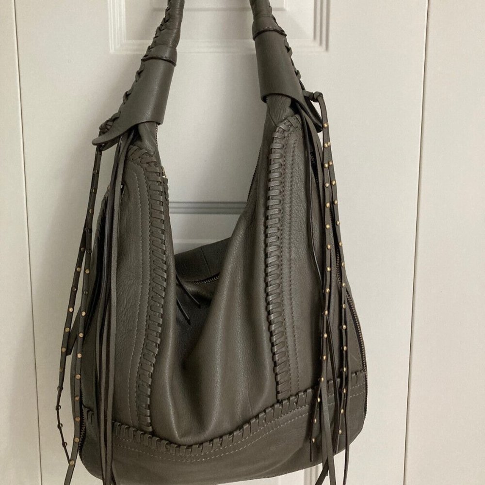 orYANY “Michelle” Soft Napa Pebbled Leather Shoulder Bag Smoke Color EUC